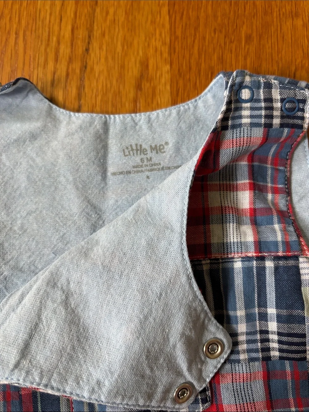 NWOT never worn just washed Little Me Red & Blue Plaid Romper with Matching Hat